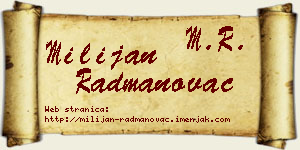 Milijan Radmanovac vizit kartica
